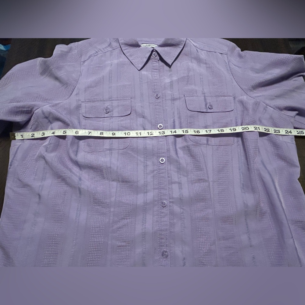 Woman’s Croft & Barrow Lavander Button Down Shirt 3/4 Roll Tab Sleeve Size 1X - Picture 5 of 13